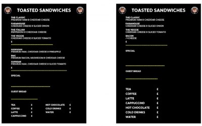 Choose 1 of these menus for your event