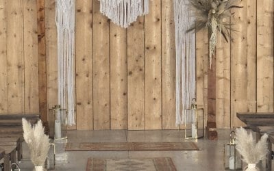 Wooden Frame, Macrame and dried flower backdrop