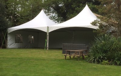 Double pagoda’s for a wedding reception drinks area.