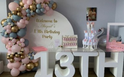 Age and name tables, backdrops and balloons 