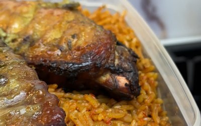 Our signature party Jollof rice and turkey