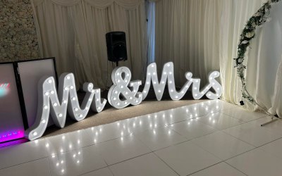 Mr & Mrs light up LED lights 