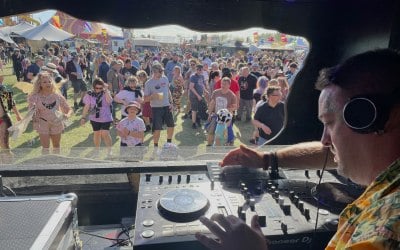 DJing the pirate ship at Bearded Theory festival