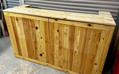 Our beautiful 2m bespoke wooden bar for hire