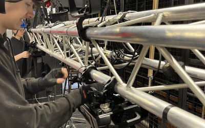 AJS crew rigging lighting fixtures
