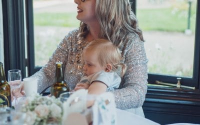 Bride and her daughter during speeches