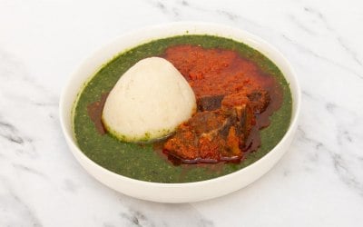TZ with spinach and a okra soup