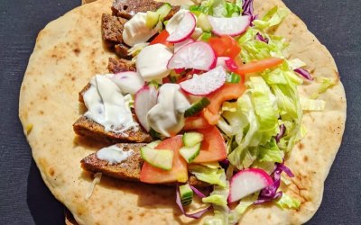 Seitan vegan flatbread