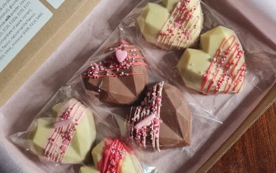 Chocolate Cookie Dough Geometric Hearts