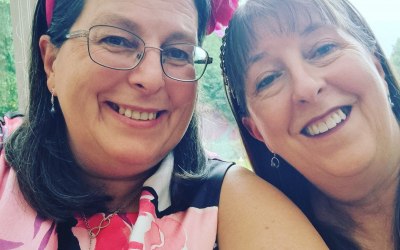 With my sister at a recent family wedding.