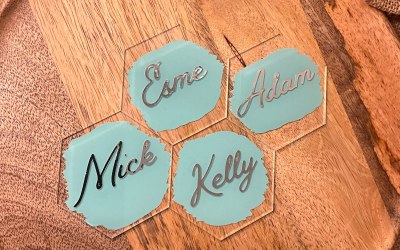 Acrylic hand painted name places in a wide range of colours and styles