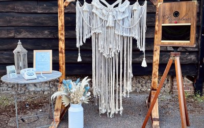 Vintage Open-Air Booth and Macrame backdrop