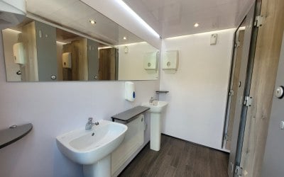 Clean and fresh toilet trailer interior