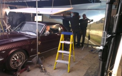 Desert scenery backdrop for the Mustang prop car