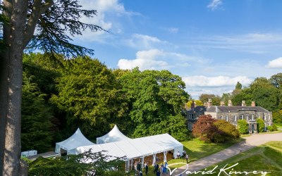 Wedding marquee set in the grounds of the beautiful Derbyshire countryside