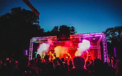 Stage, Sound & Lighting package for a music-festival-themed Wedding!