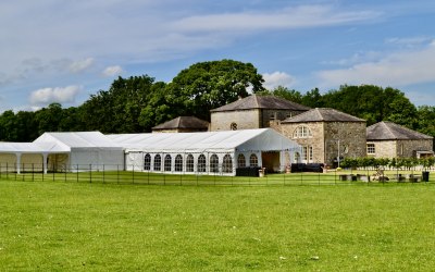 Large party marquee at Broughton Hall, Skipton