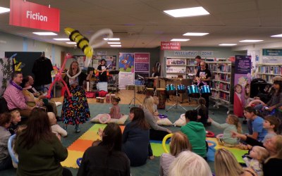 The Library Presents - Cambridge Council - Drums, jazz, percussion, quiet zone, balloon animals, hands on musical instruments.