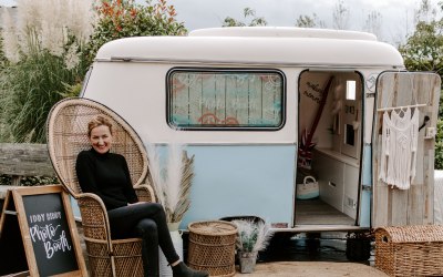 Vicki the owner with Camper Photo Booth