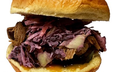 BBQ smoked pulled pork sandwich 