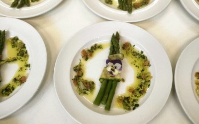 plated meal asparagus starter