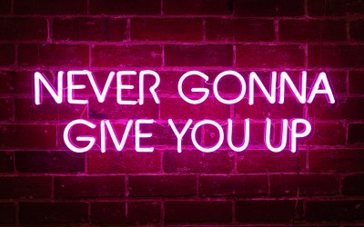 Never Gonna Give You Up neon sign