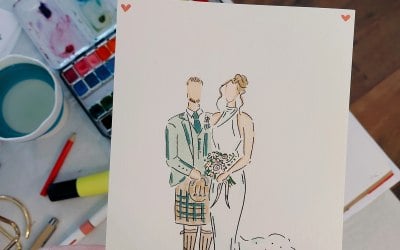 Bride and Groom live illustration