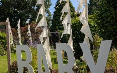 Large wooden BABY letters and Boho Flags