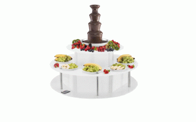 Wow your guests with a stunning chocolate fountain featuring a glowing LED base