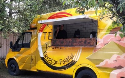 Our bright yellow falafel van