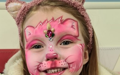 Made up with her pink pussy cat 