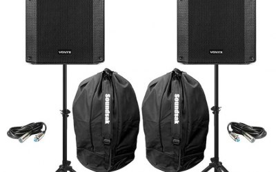 New Active Speakers (built in amplifiers)added in August (2000 watts) can fill a room up to 250 people