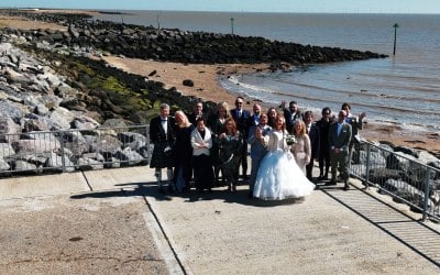 The Wedding Party photo shoot and drone video near the sea