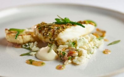 Roast Turbot, Cauliflower & Pistachio