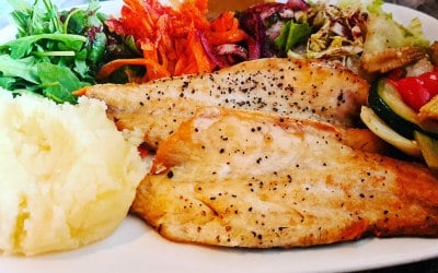 Chargrilled Seabass with salad 