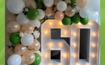 Light Up Numbers with balloons in any colour 