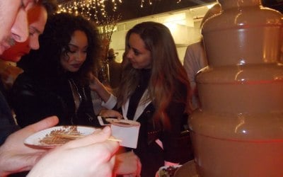 Little Mix with chocolate fountain heaven