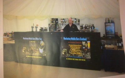 A small bar set up for marquee wedding 280 people