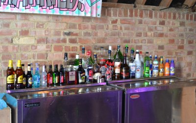 Drinks  on top of mobile fridges 