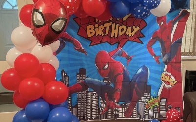 3rd birthday set up with back drop