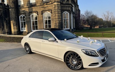 pearlescent white Mercedes S class