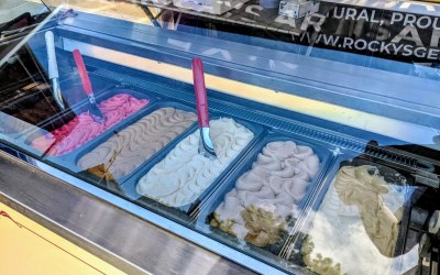 A typical display of our handmade gelato