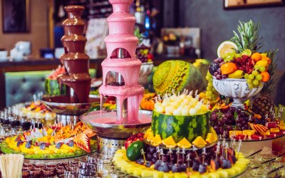 Twin Chocolate Fountain with Fruit Display