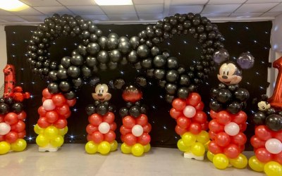 Mickey Mouse with Four Tower Balloons 49” Tall 