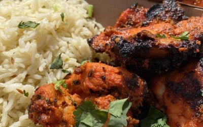 Grilled chicken tikka and rice