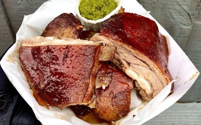 Smoked Hereford Lamb ribs with salsa verde 