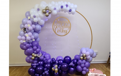 Cathys Birthday Half Hoop Ombre Garland With Personalised Sign and LED Lighting 