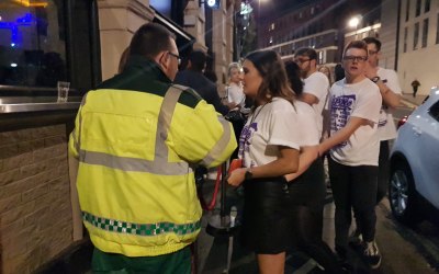 First aid team being proactive when providing welfare support to a city centre nightlife event