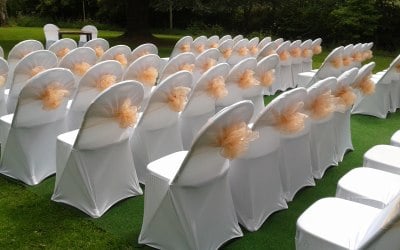 Outdoor Chairs with Rose Bows