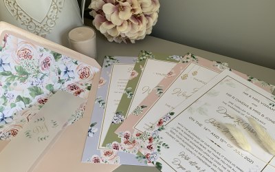 Indian wedding event bundle of cards with matching luxury envelope and liner